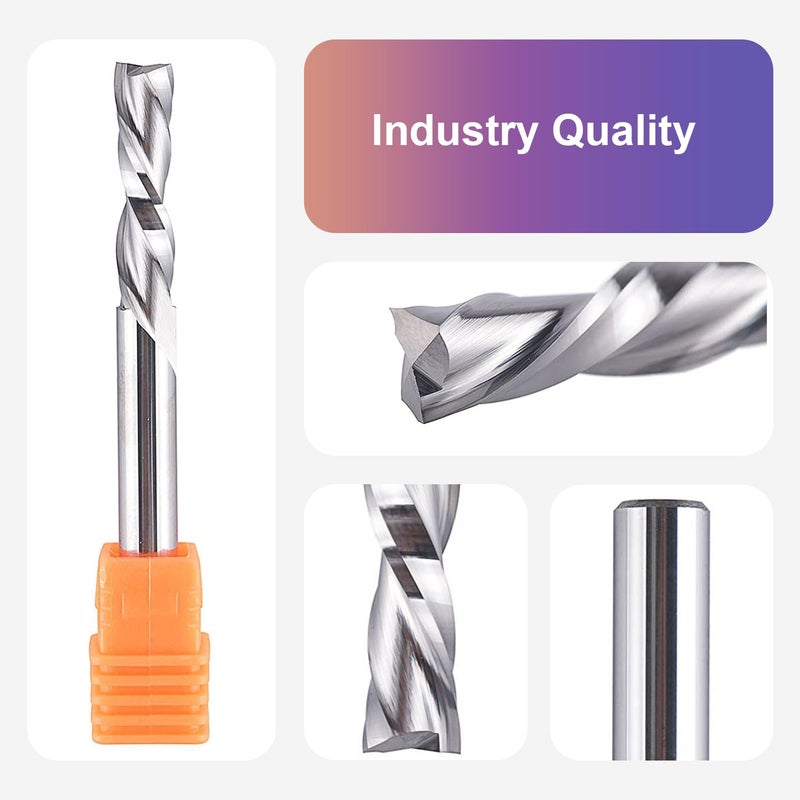 SpeTool 5PCS Spiral Downcut Router Bits 1/4" Shank 1" Cutting Length Solid Carbide CNC Router Bit Set End Mills for Plunge Router Wood Carving - Image 3
